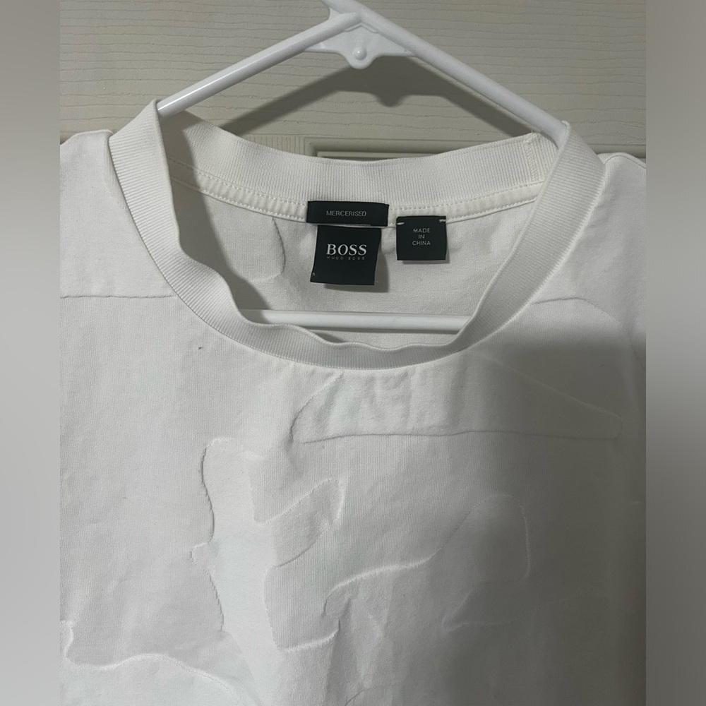 HUGO BOSS MERCERISED-COTTON T-SHIRT WITH LARGE JACQUARD-WOVEN MONOGRAMS SIZE M - Picture 2 of 6